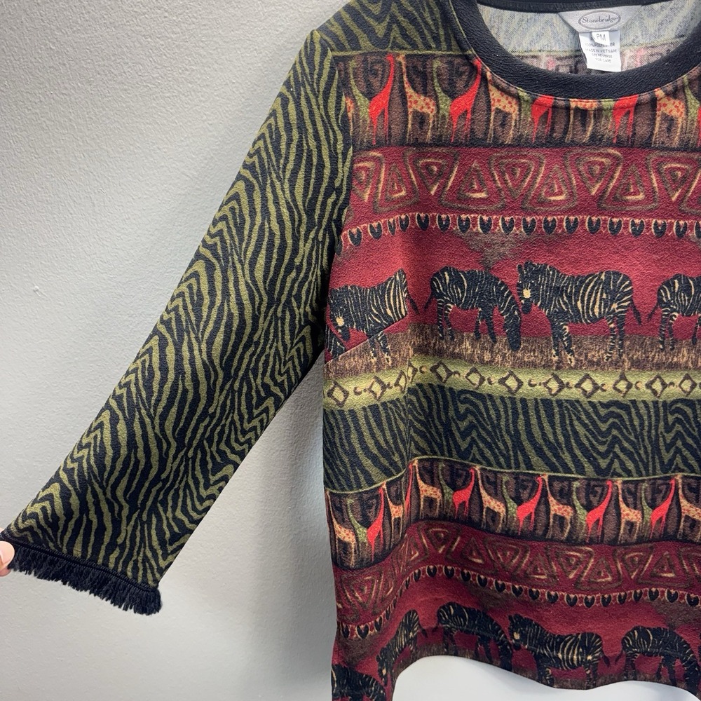 Stonebridge Petite Medium Animal Print Long Sleeve Top - Picture 3 of 11